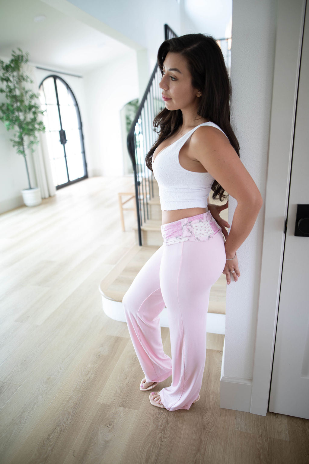 Blush Patchwork Fold Over Leggings
