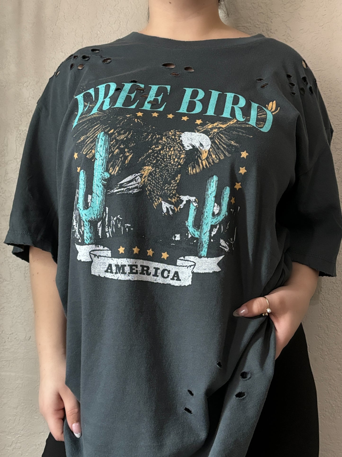 Distressed Free Bird Tee (Slate)