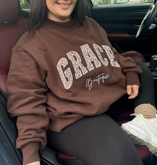 GB Mock Neck - Chocolate Brown / Leopard