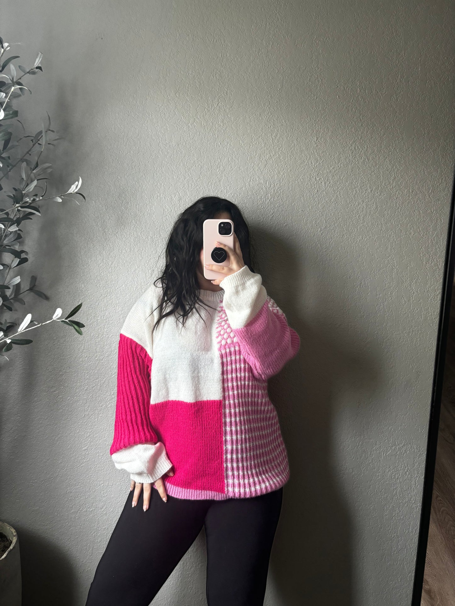 Pretty in Pink Patch Sweater