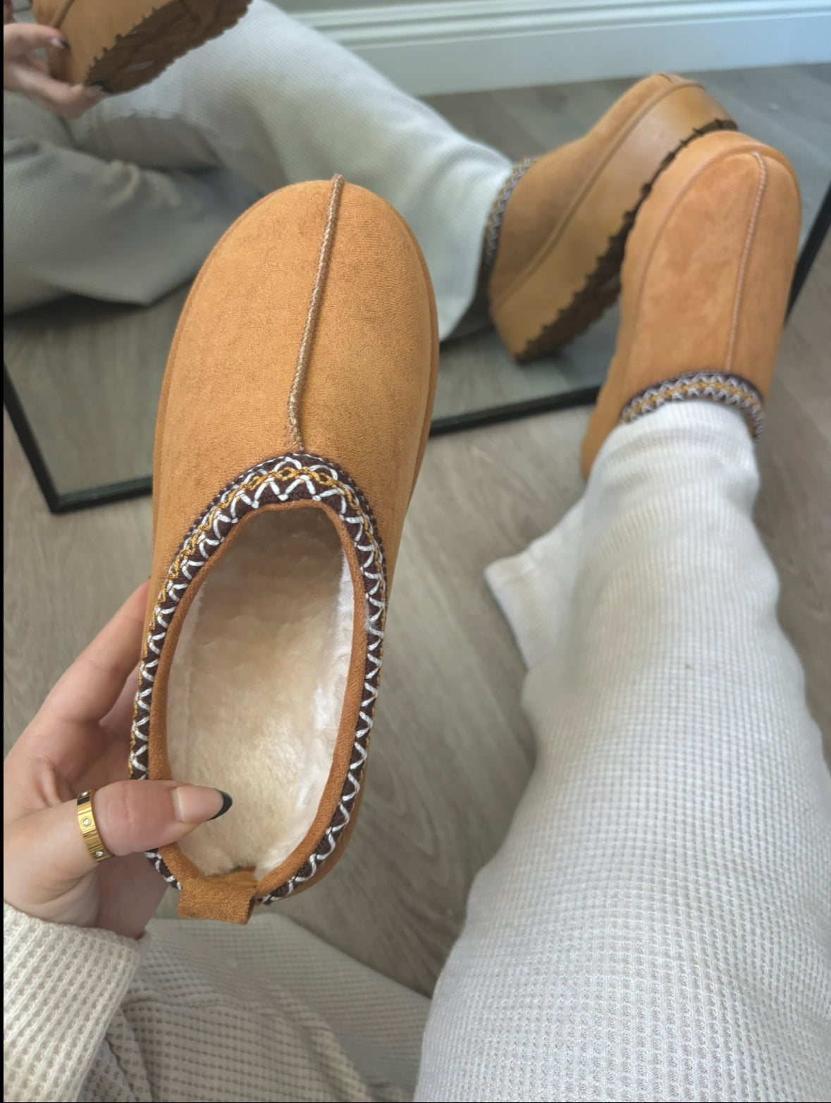 Teddy Platform Slipper (Chestnut)