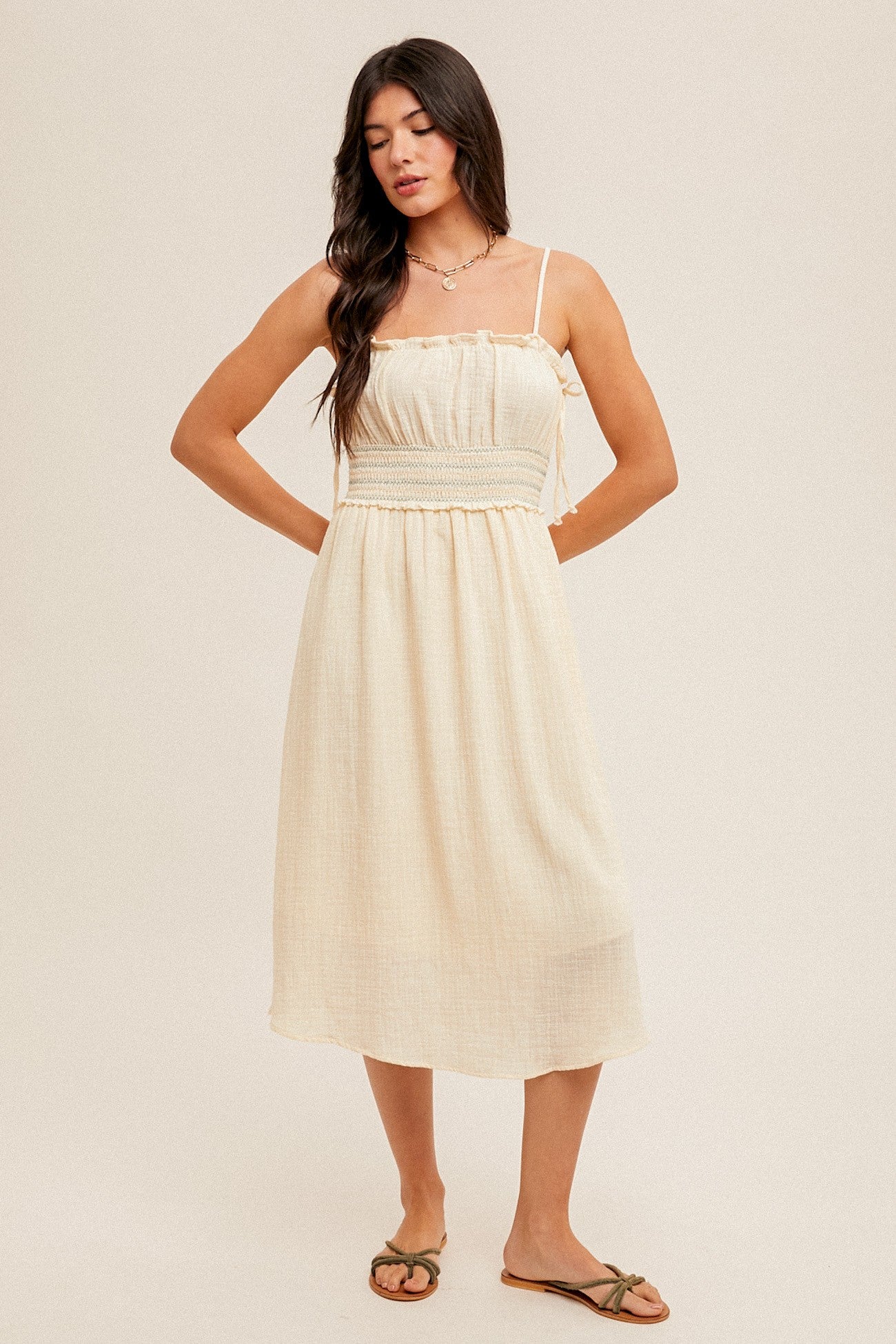 Salma Midi Dress (Ecru)