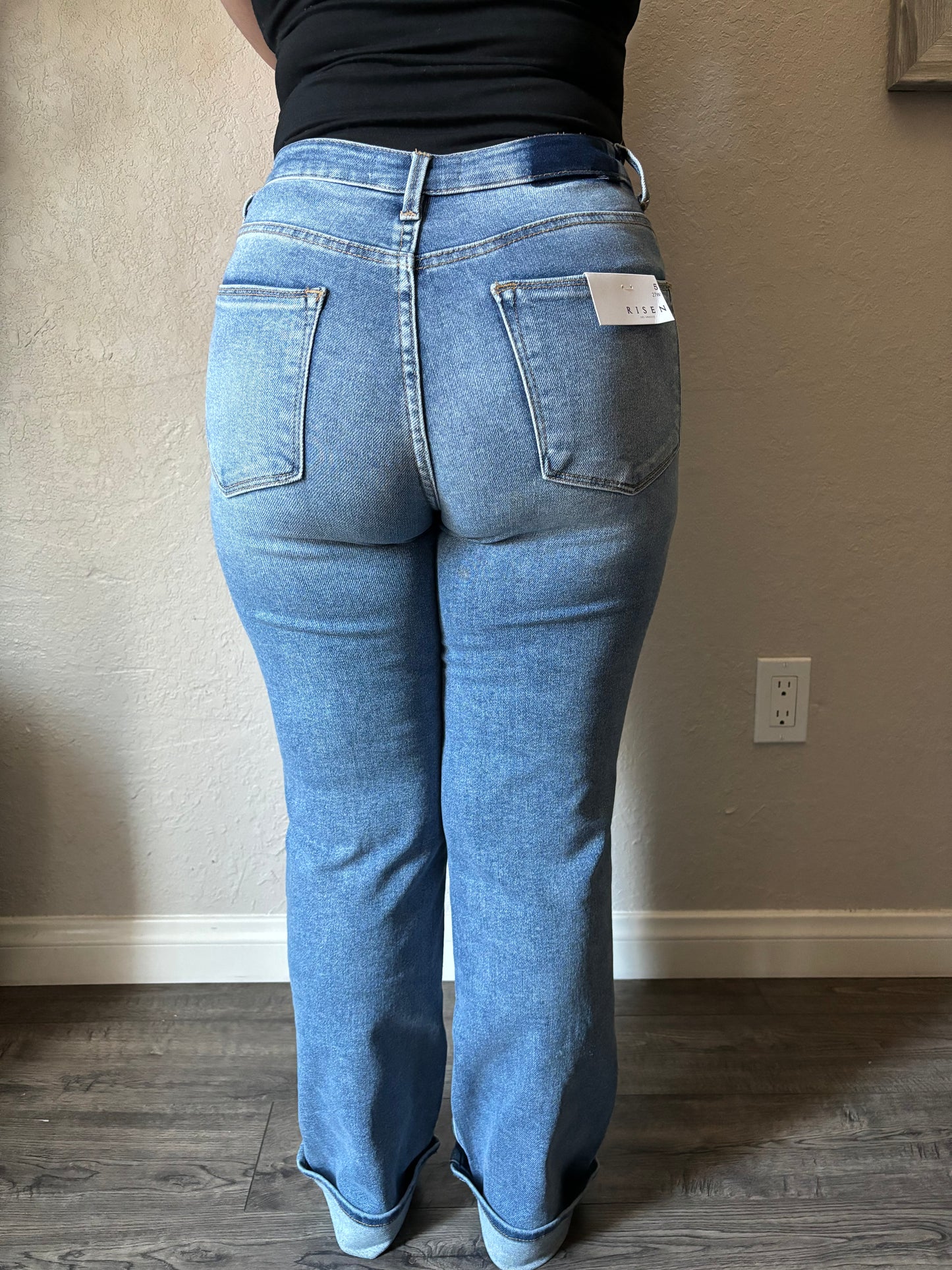 Malia High Rise Crossover Straight Leg Jeans