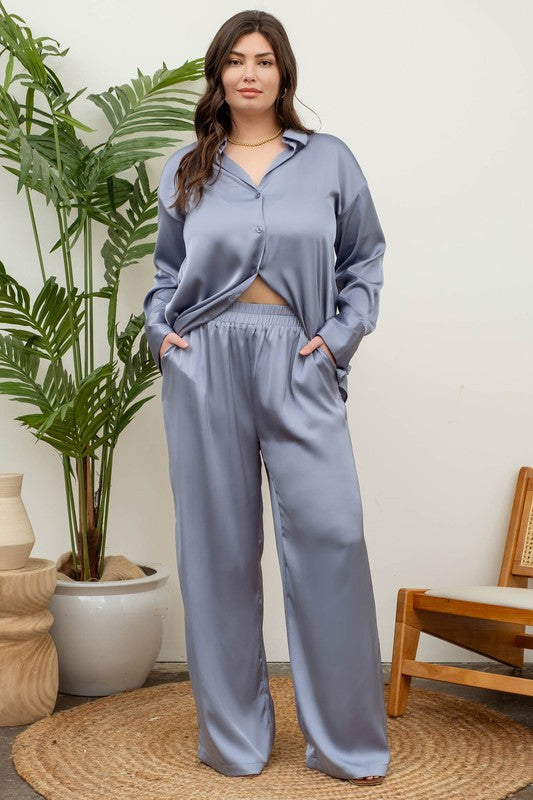 Extra Curvy Satin Pj Set