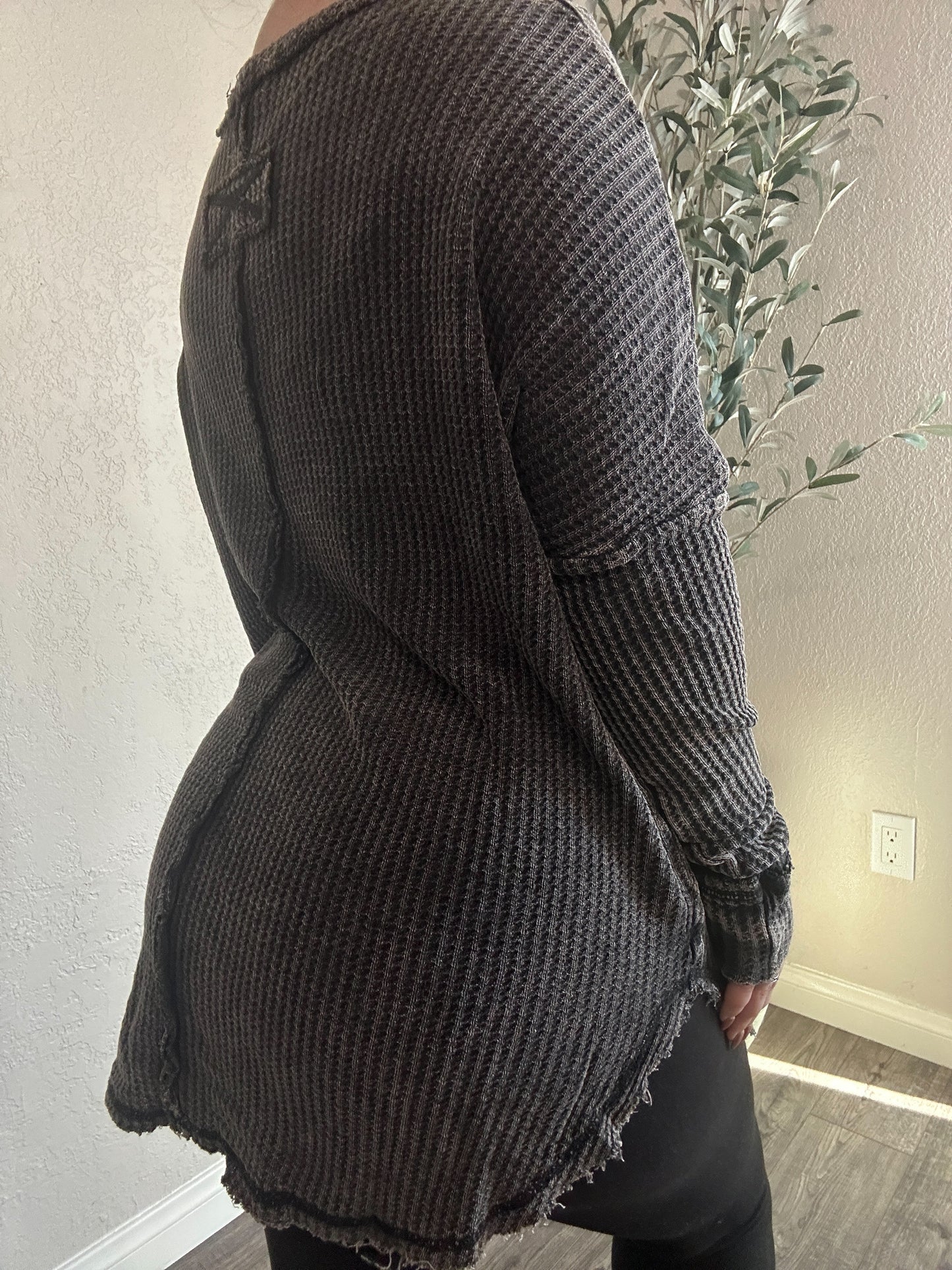 Extra Curvy Katelyn Waffle Knit Long Sleeve (More Colors)