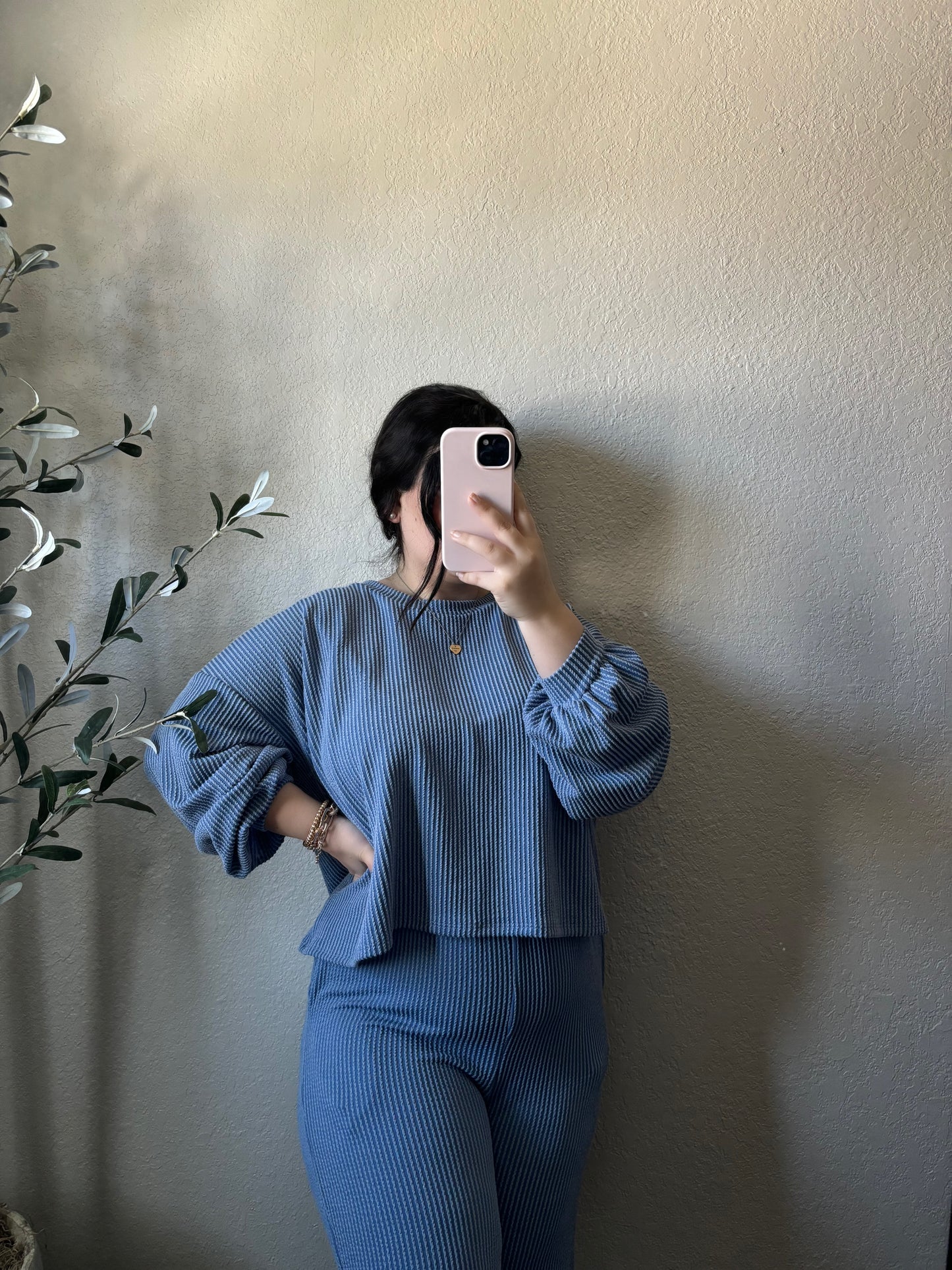 Ariah Long Sleeve & Pants Set (Denim)