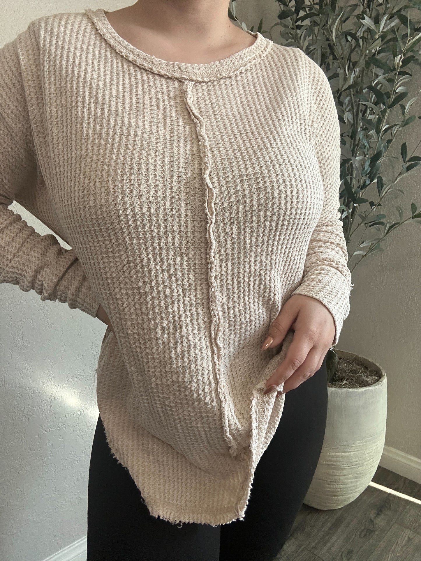 Extra Curvy Katelyn Waffle Knit Long Sleeve (More Colors)