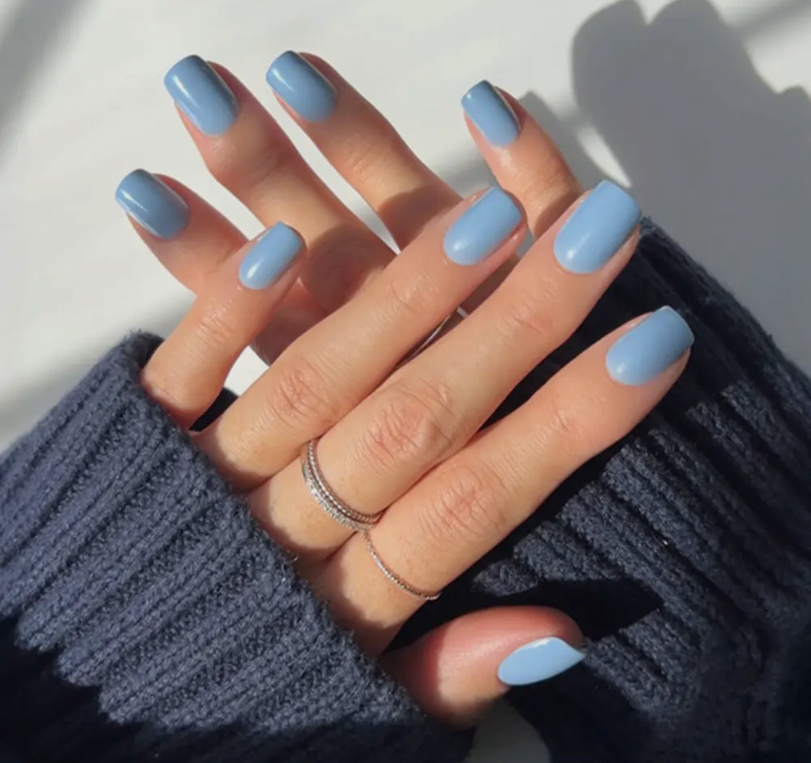 Cashmere Blue Press On Nails- Short Squoval