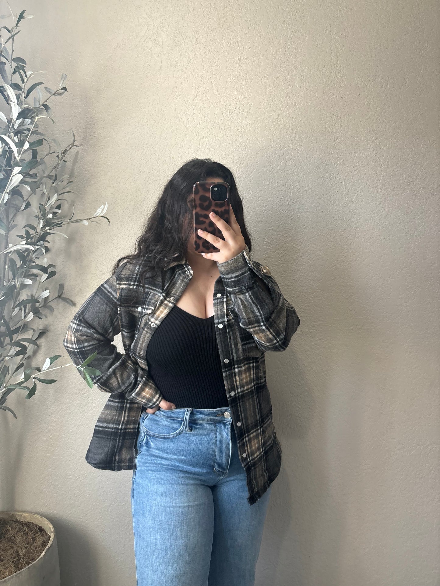 Midnight Maple Shacket - Grey Combo