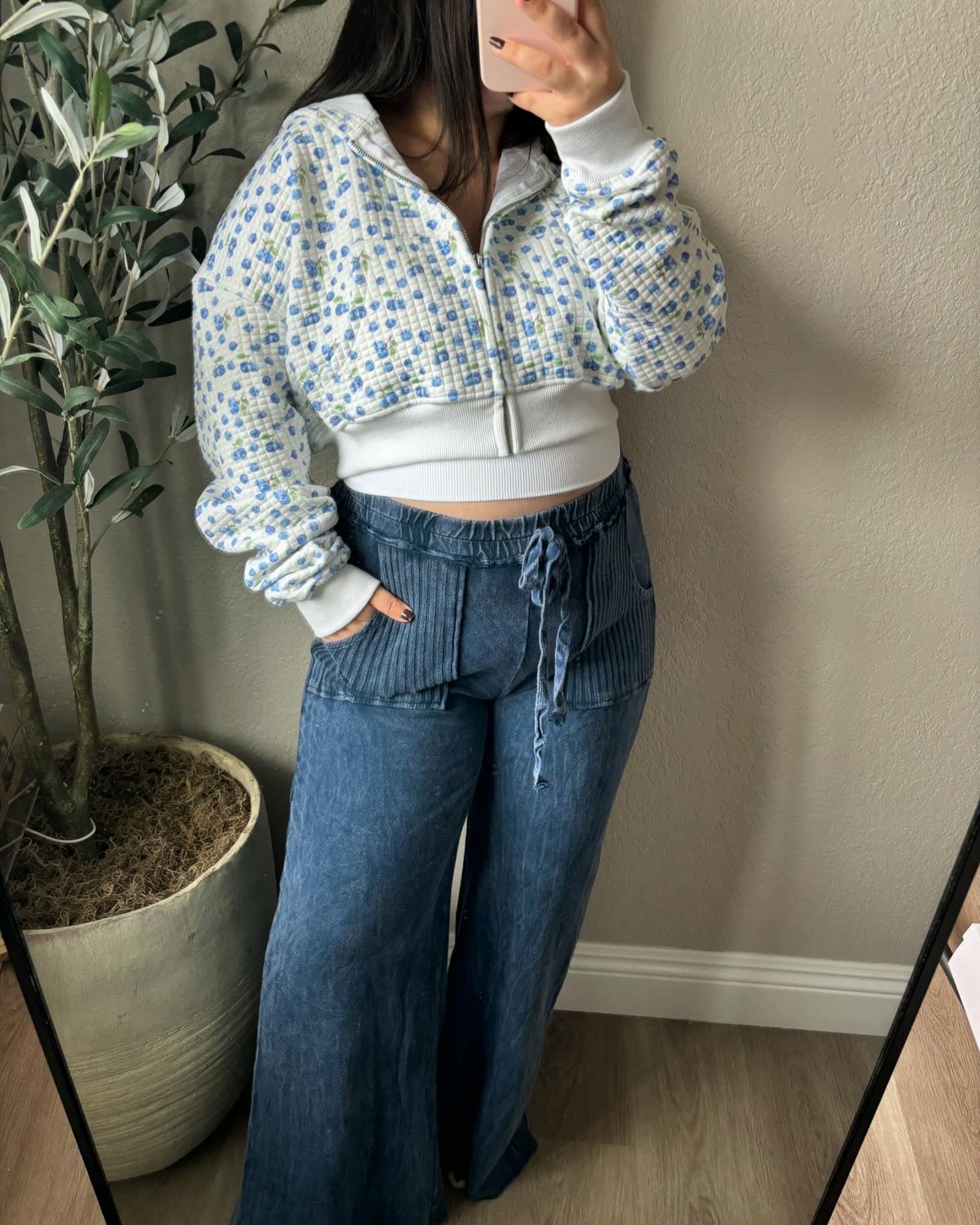 Blueberry Bliss Quilted Cropped Jacket