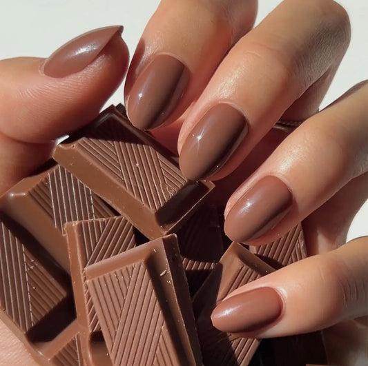 Chocolate Brown Press On Nails- Short Oval
