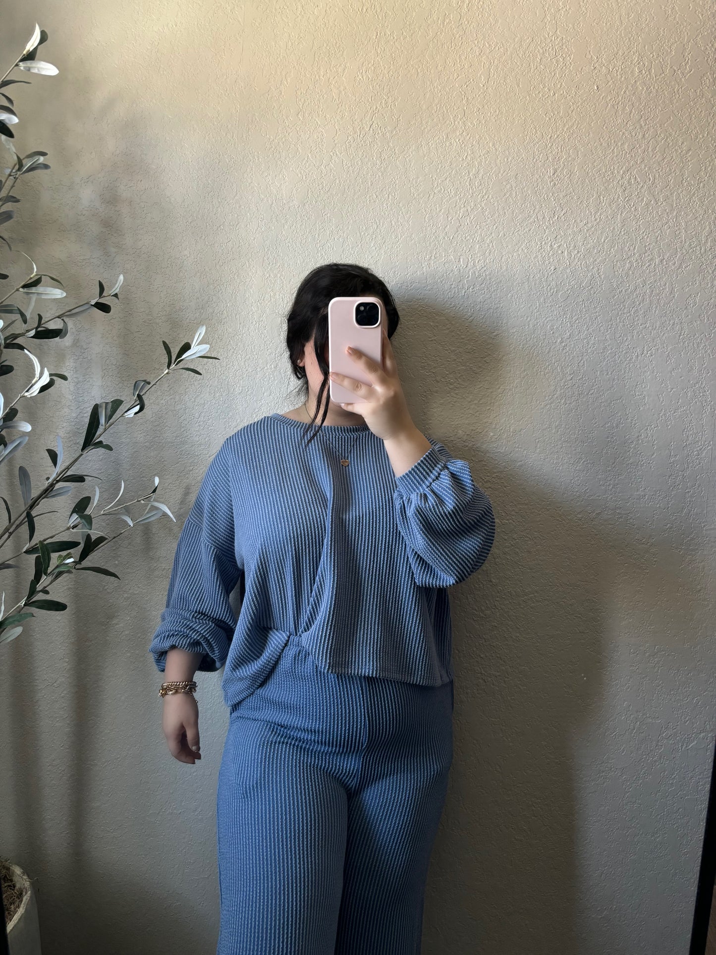 Ariah Long Sleeve & Pants Set (Denim)