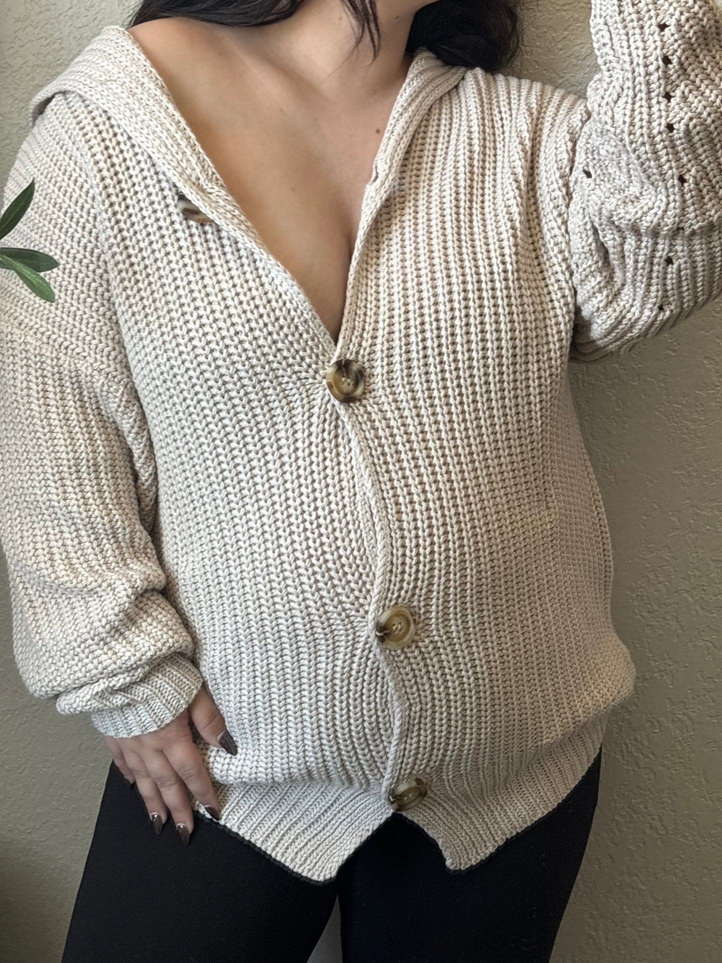 Celeste Button Down Knit Sweater- Ecru