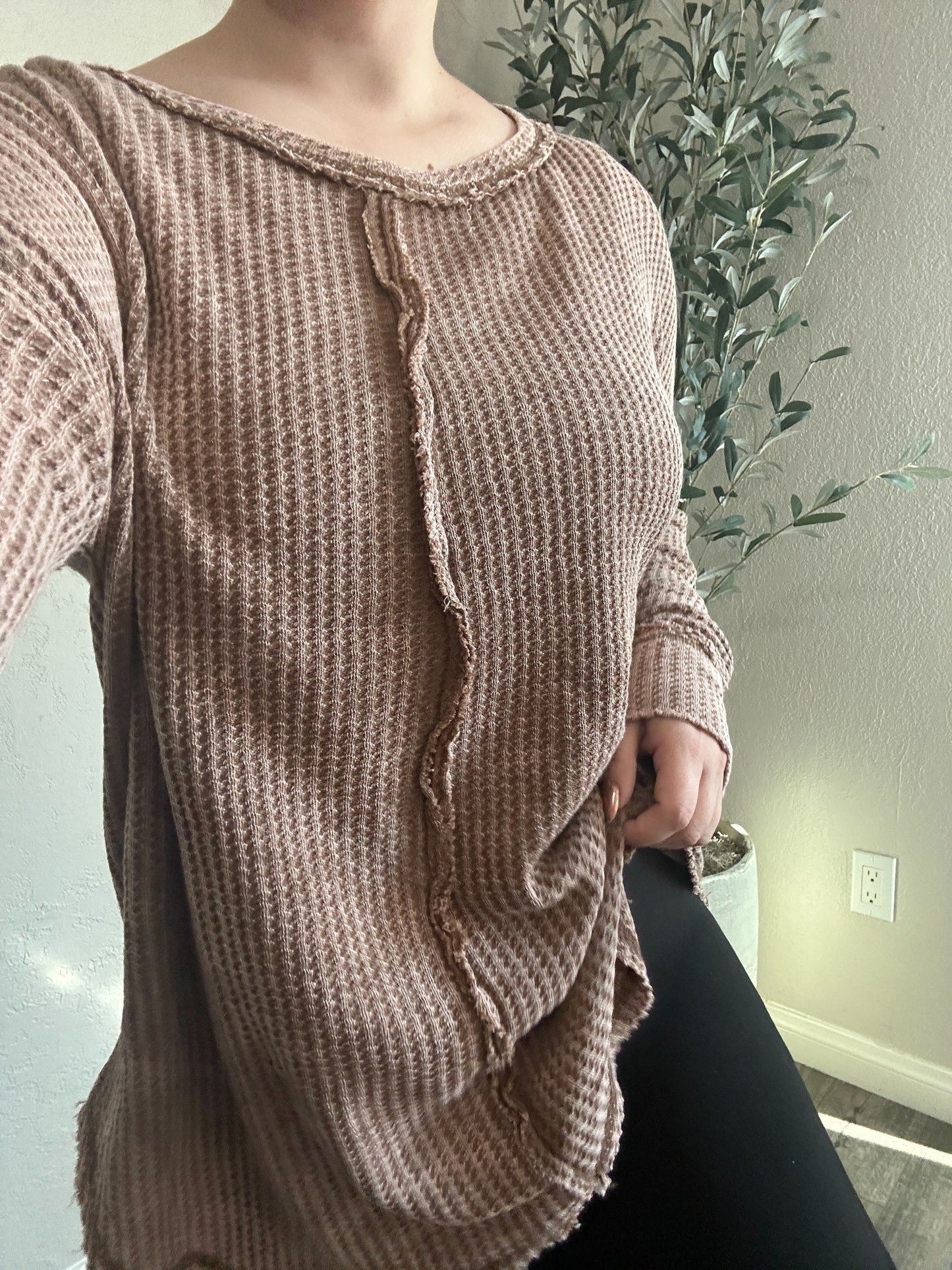 Extra Curvy Katelyn Waffle Knit Long Sleeve (More Colors)