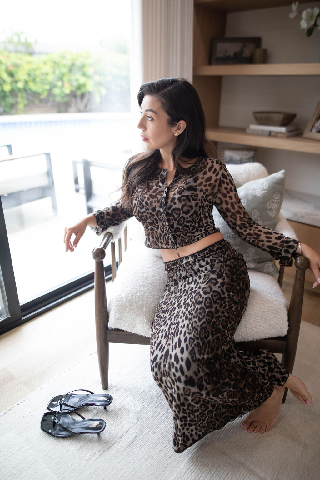 Wild Theory Cardigan & Midi Skirt Set (Leopard)