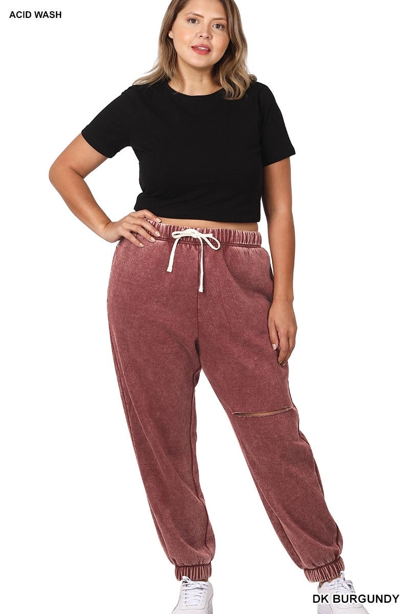 Extra Curvy Nora Acid Wash Joggers (More Colors)