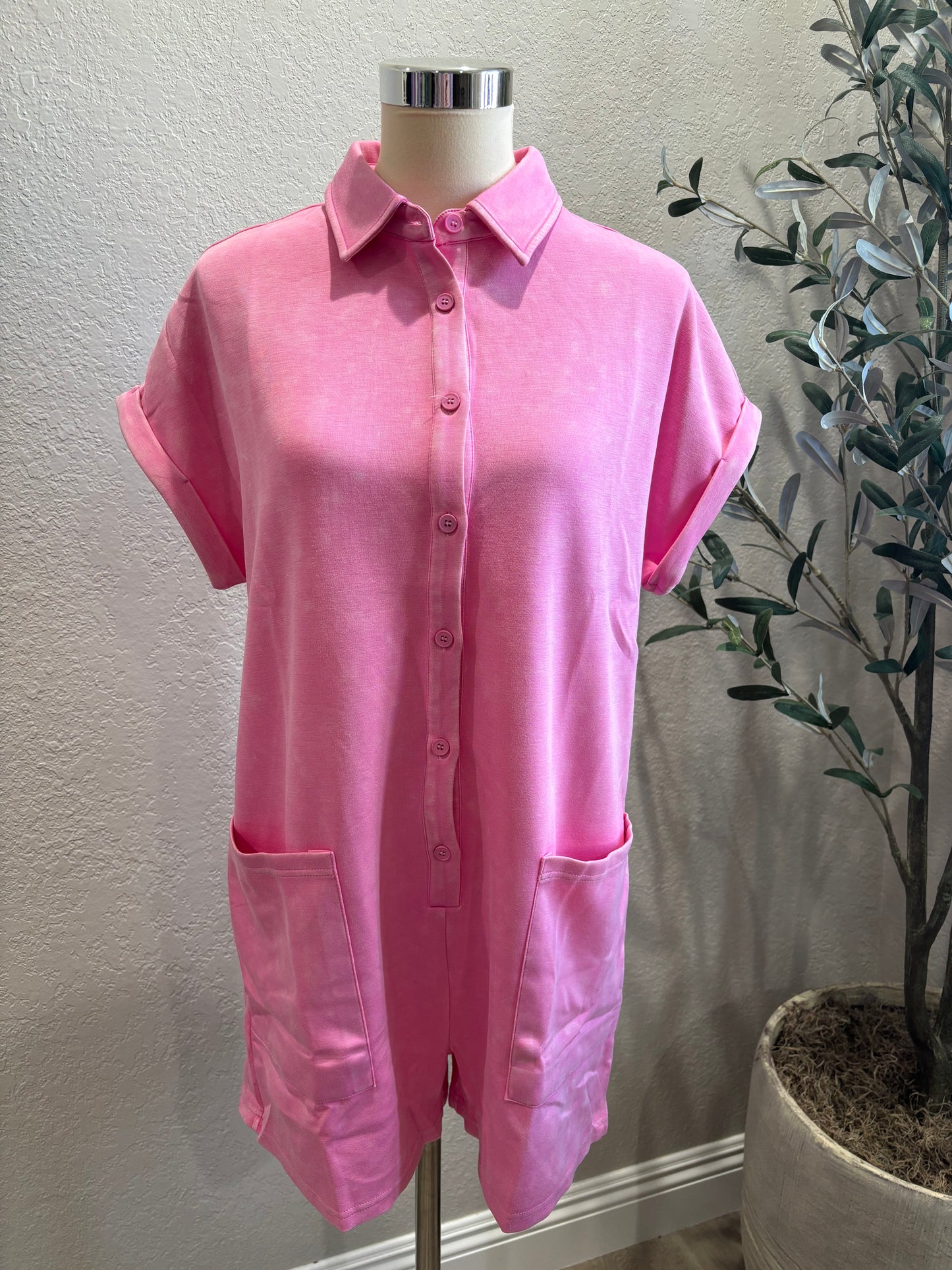 Ash Pink Button up Romper