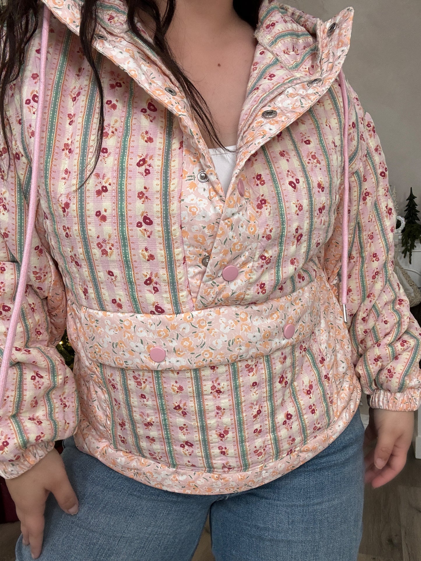 Peach Petals Quilted Jacket
