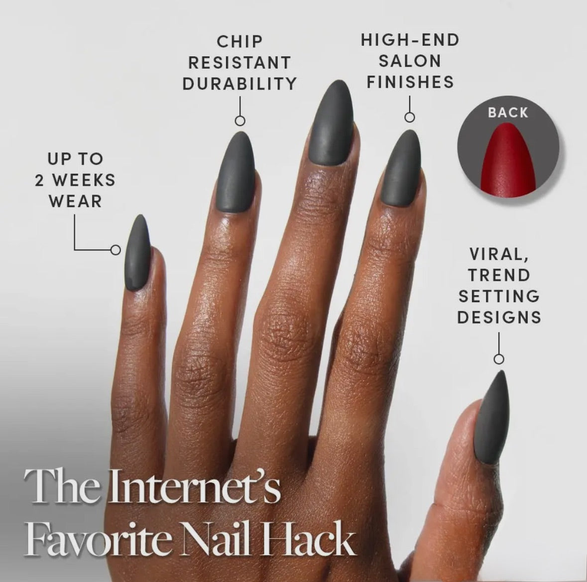 Black Red Press On Nails- Medium Almond
