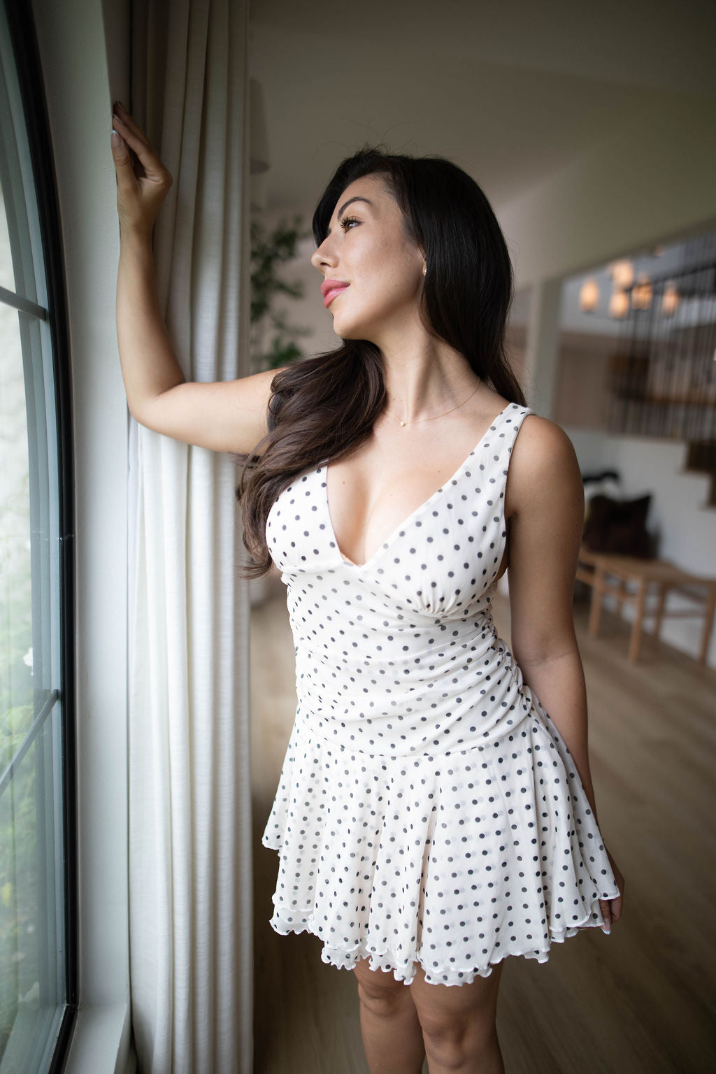 Monroe Dot Flare Mini Dress (Polka Dot)