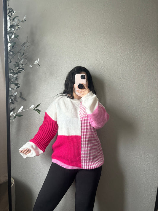 Pretty in Pink Patch Sweater