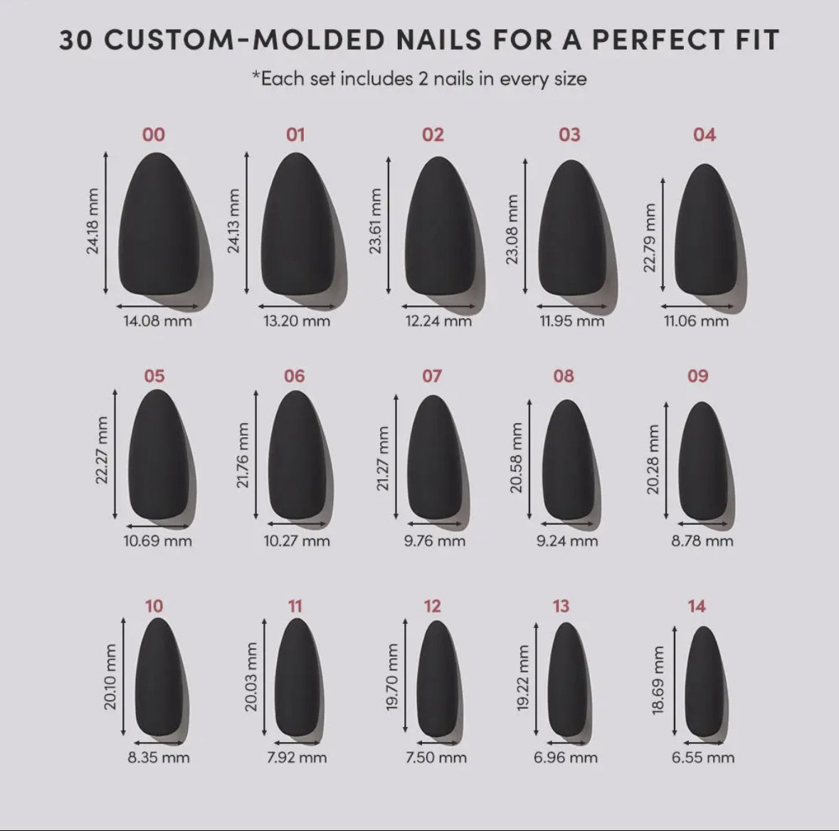 Black Red Press On Nails- Medium Almond