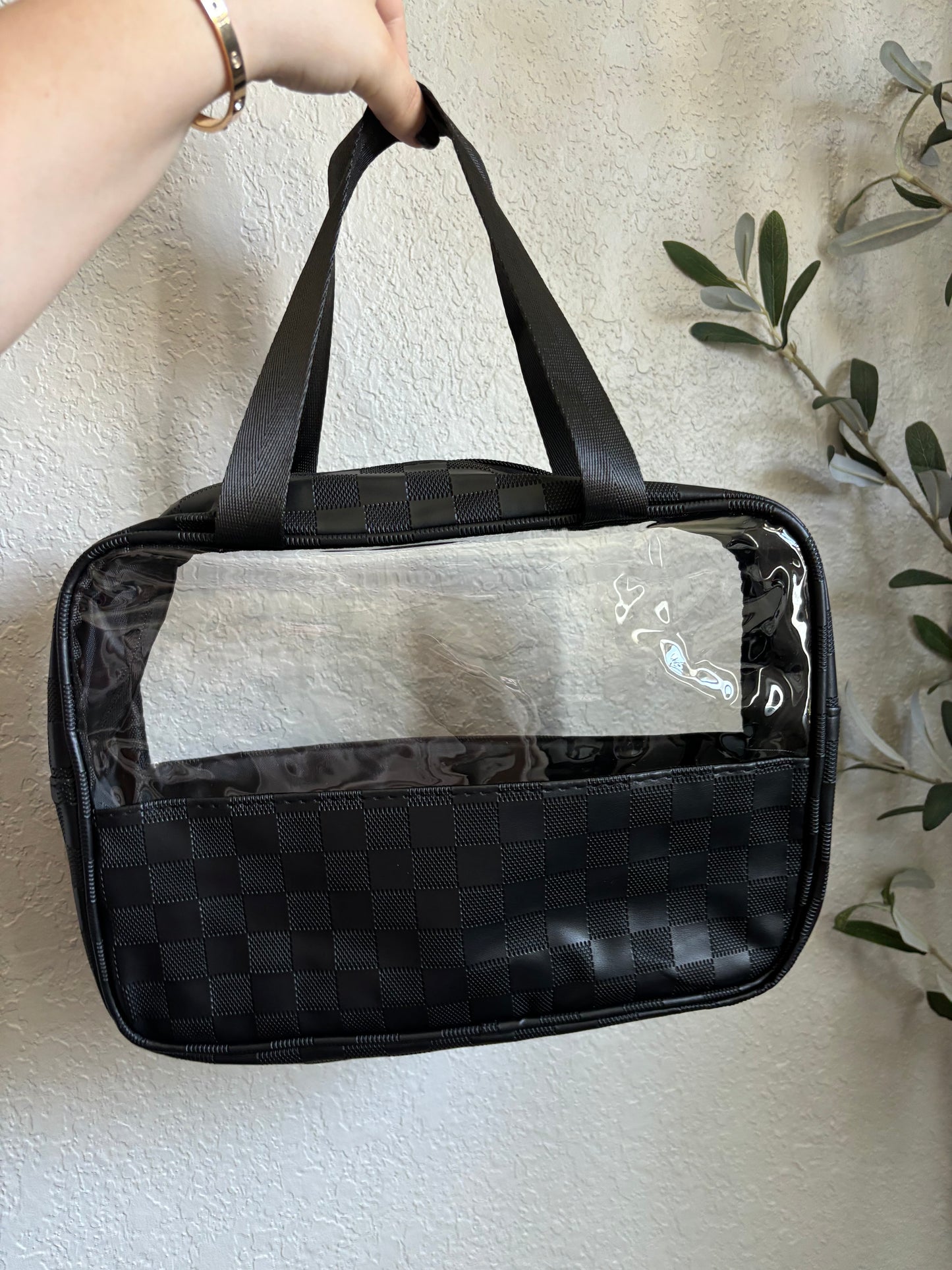 Clear Checkered Travel Bag