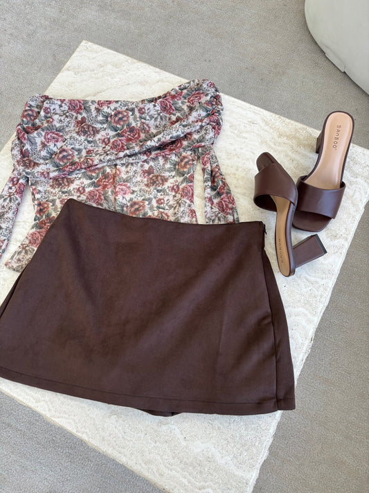 Brown Sugar Suede Skort