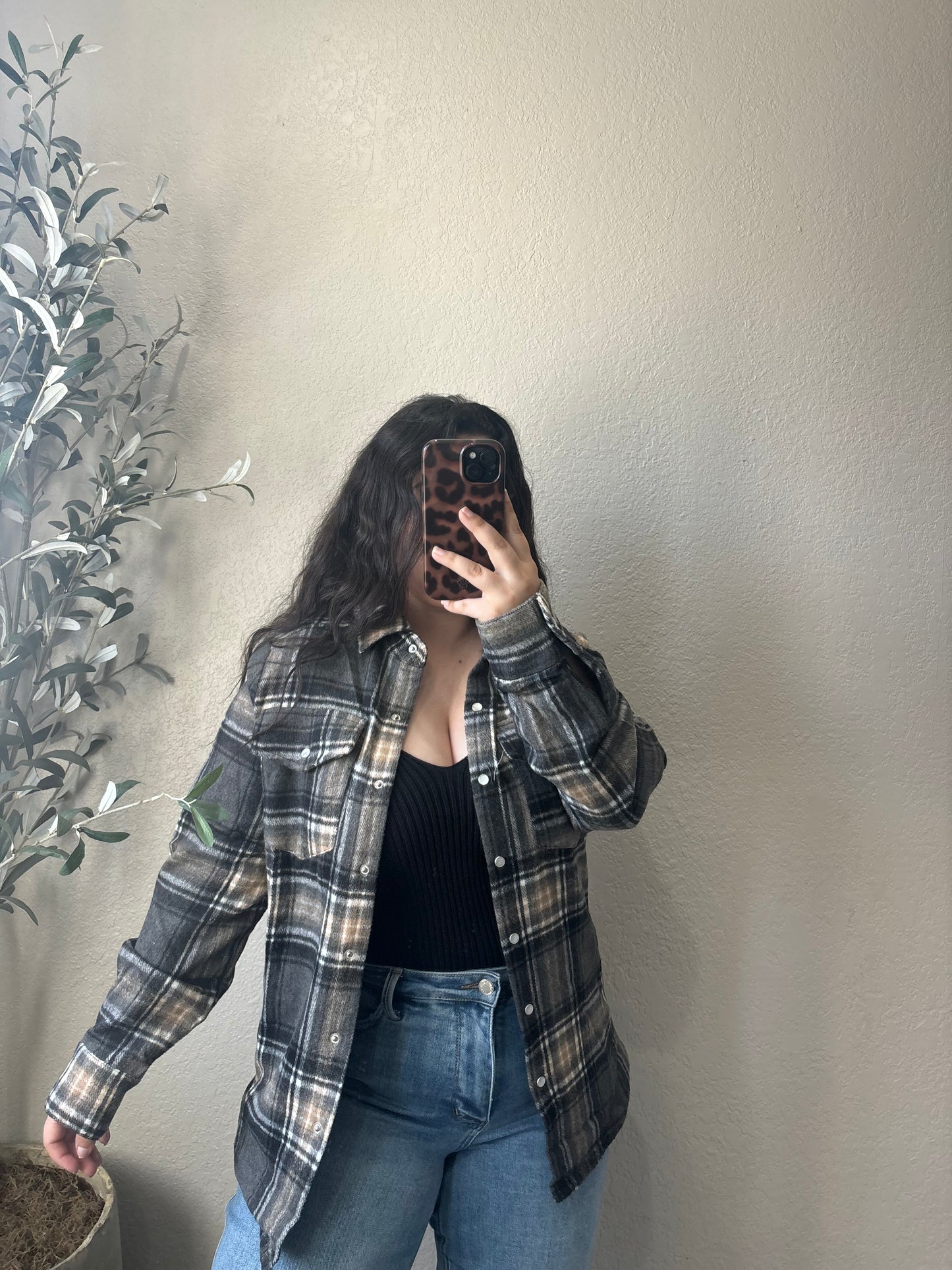 Midnight Maple Shacket - Grey Combo