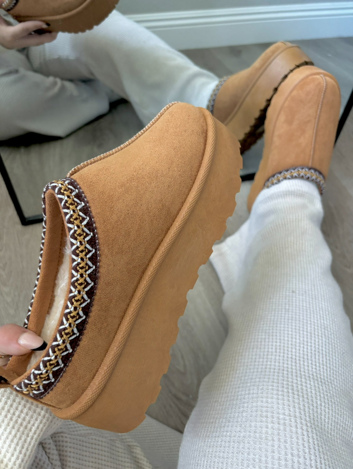 Teddy Platform Slipper (Chestnut)