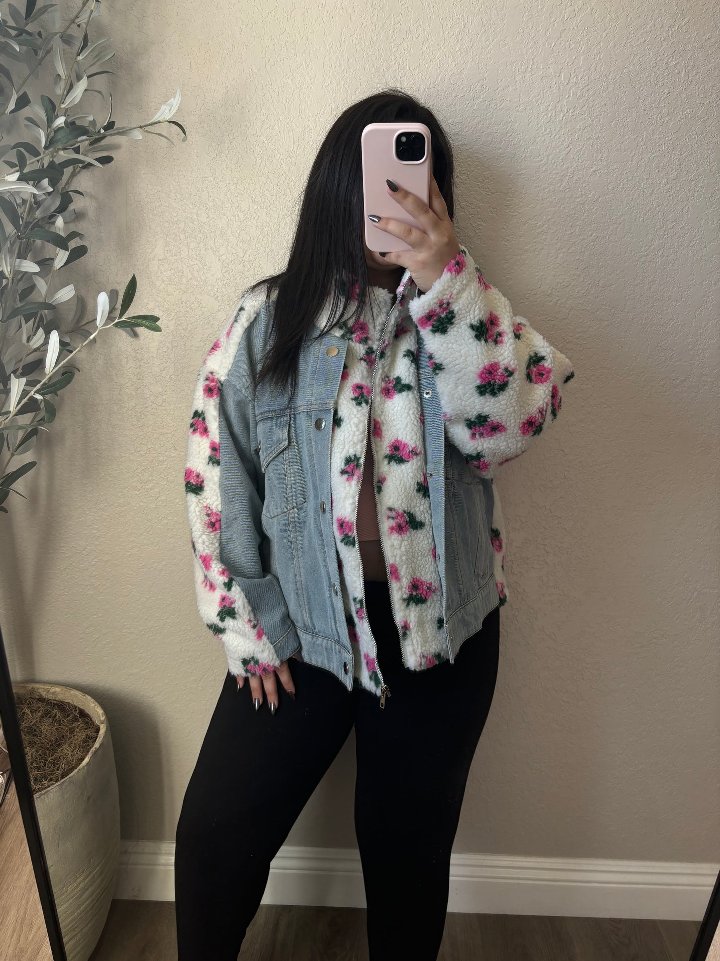 Floral Sherpa/Denim Jacket