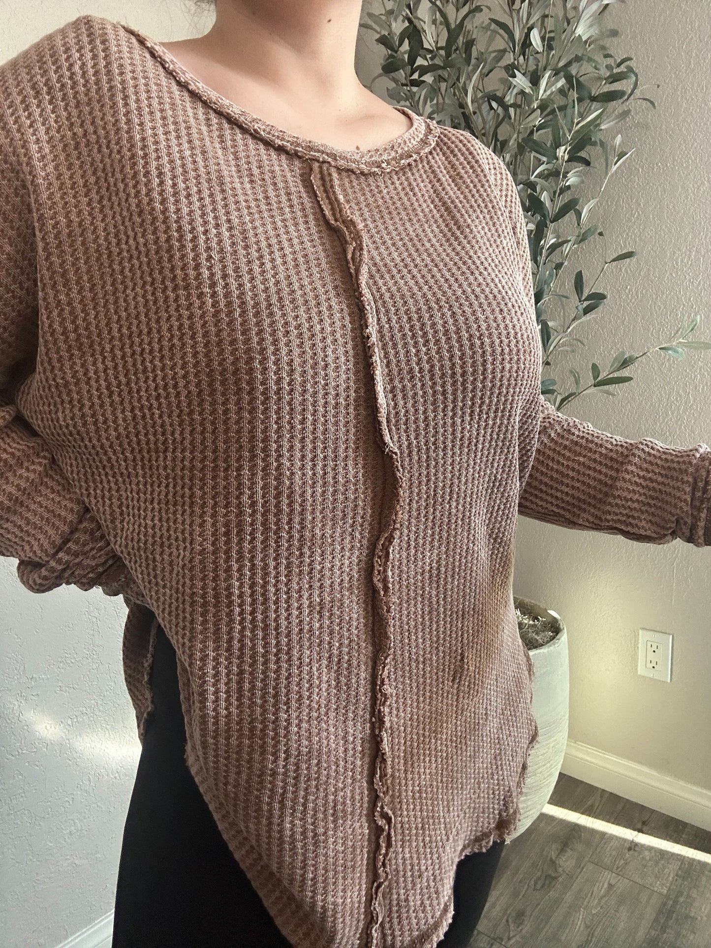 Extra Curvy Katelyn Waffle Knit Long Sleeve (More Colors)