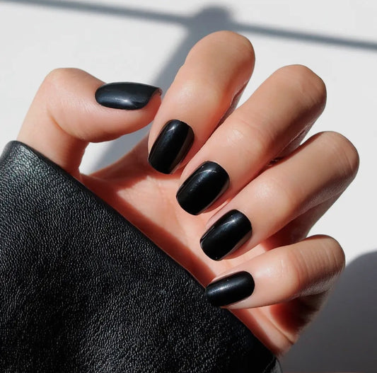 Jet Black Press On Nails- Short Squoval