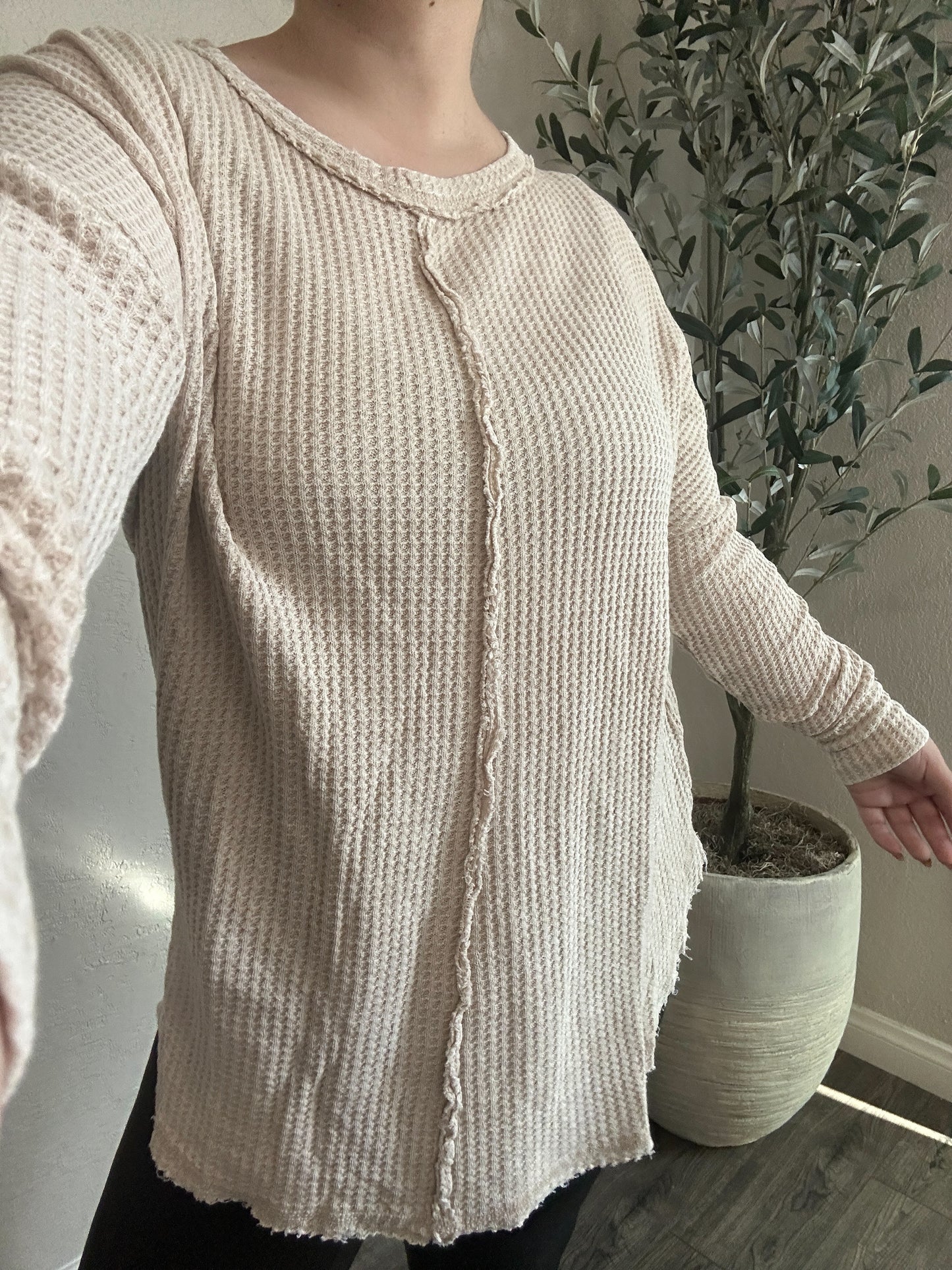 Extra Curvy Katelyn Waffle Knit Long Sleeve (More Colors)