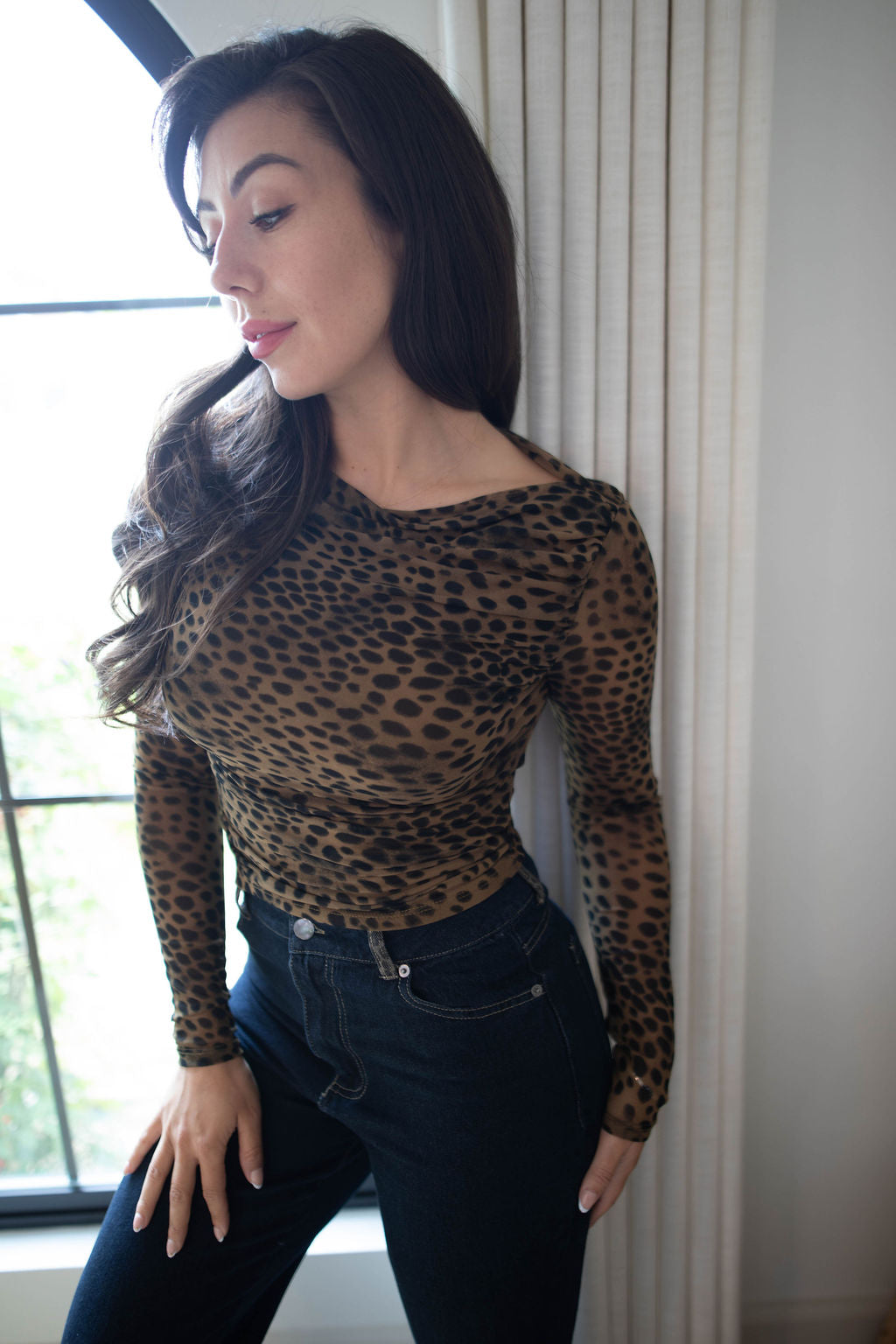 Noir Dusk Boat Neck Top (Leopard)