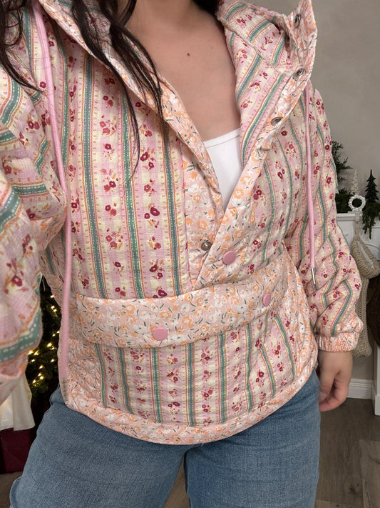 Peach Petals Quilted Jacket