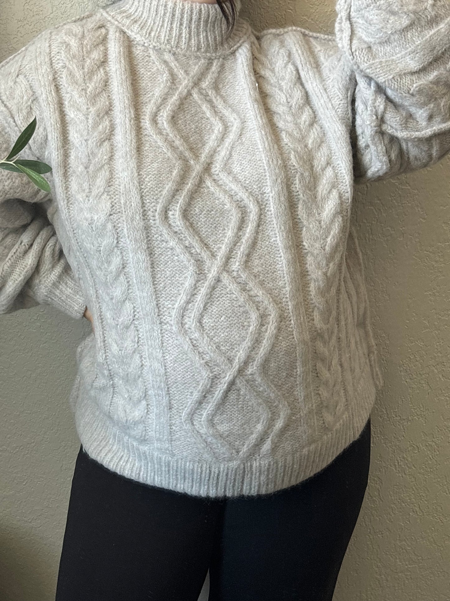 Layla Cable Knit Sweater-Birch