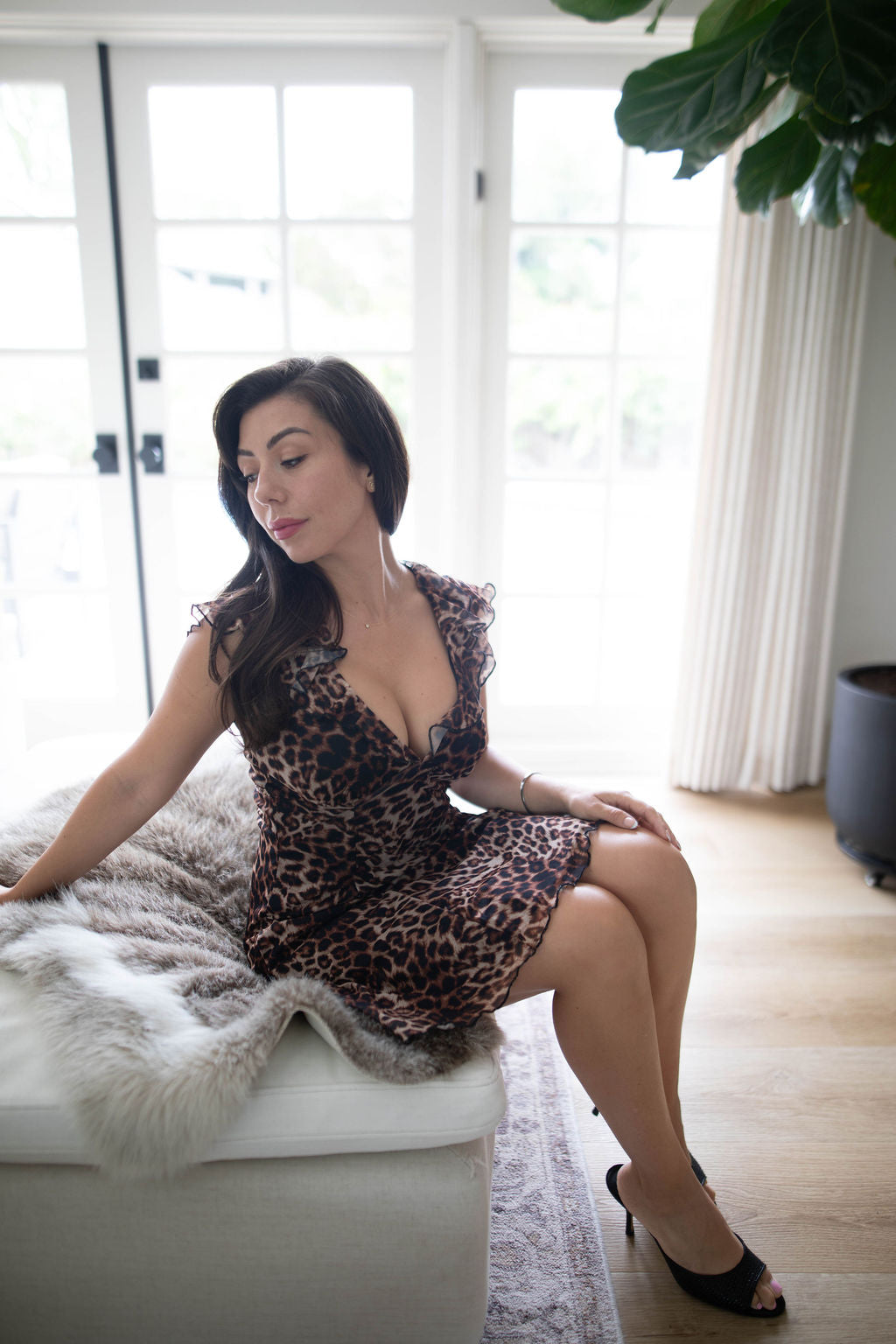 Fiona Mini Dress (Leopard)