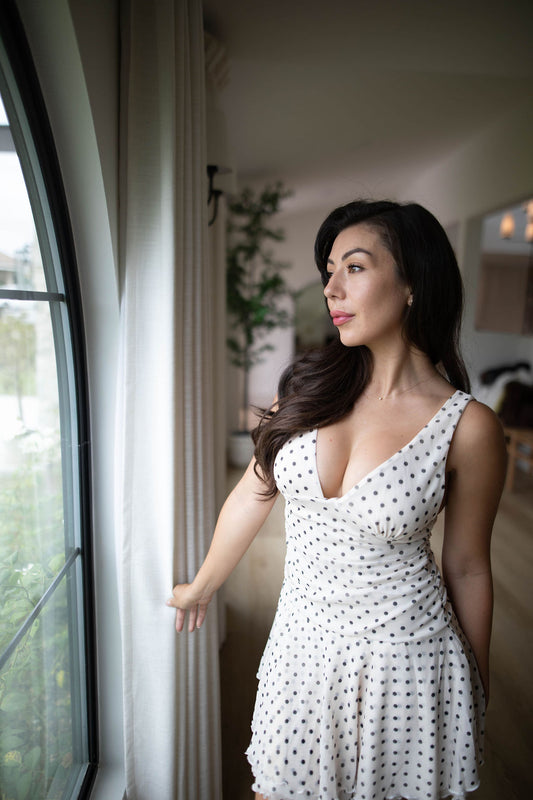 Monroe Dot Flare Mini Dress (Polka Dot)
