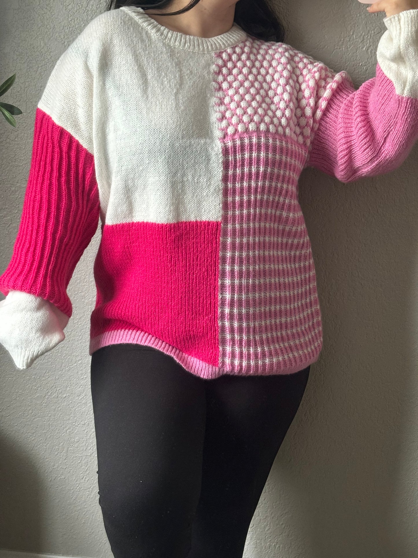 Pretty in Pink Patch Sweater