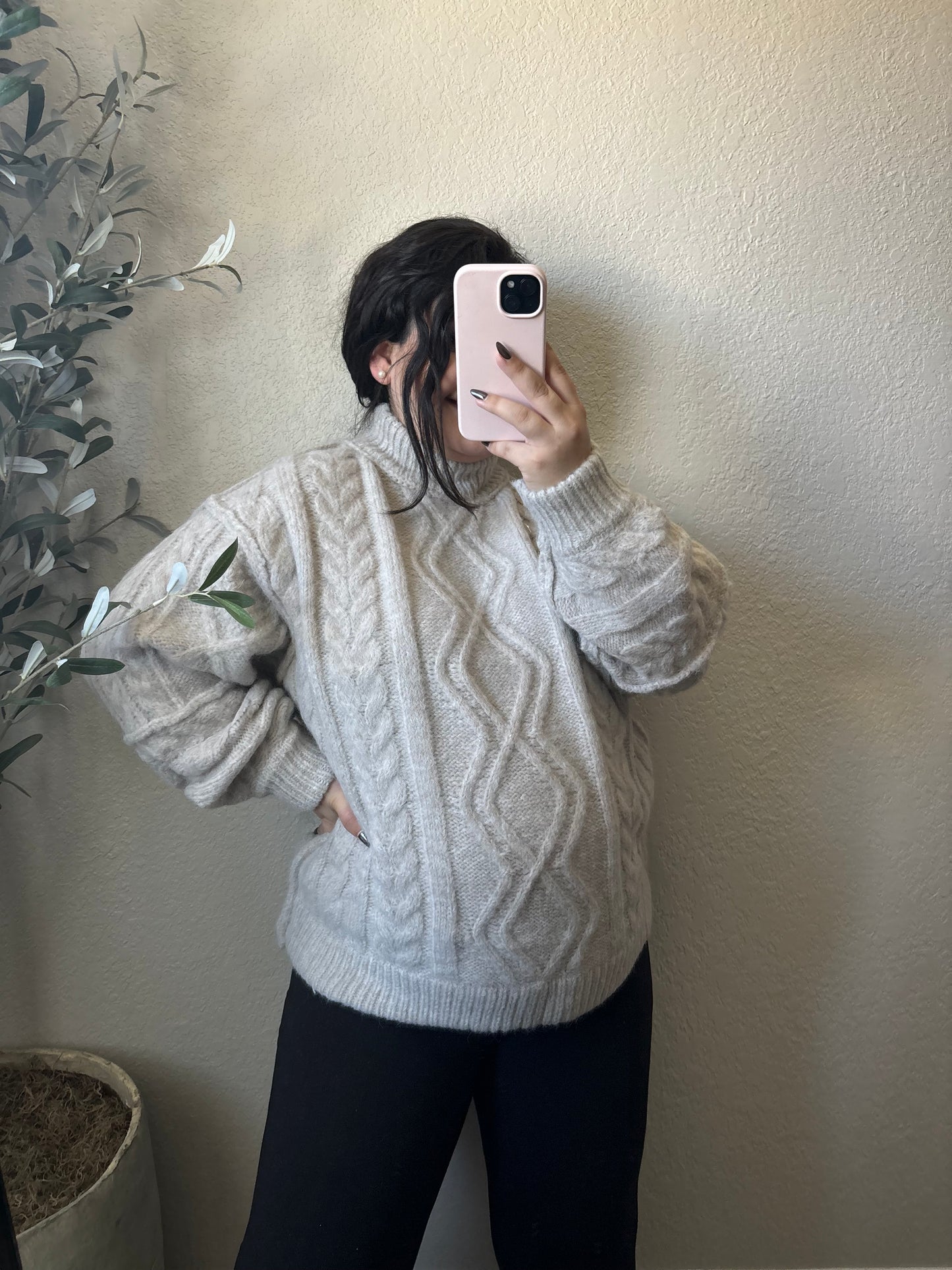 Layla Cable Knit Sweater-Birch