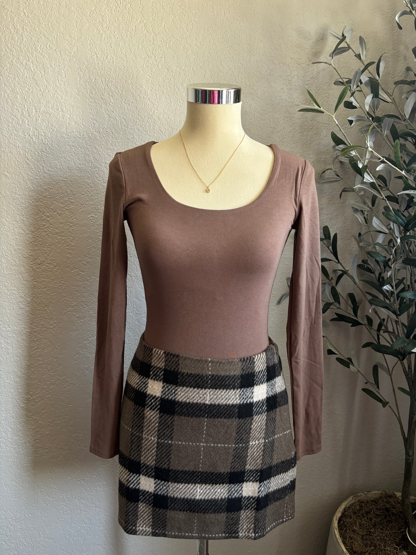 Meghan Plaid Skirt (Mocha)