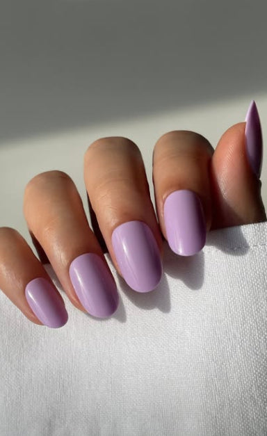 Lilac Press On Nails- Short Round