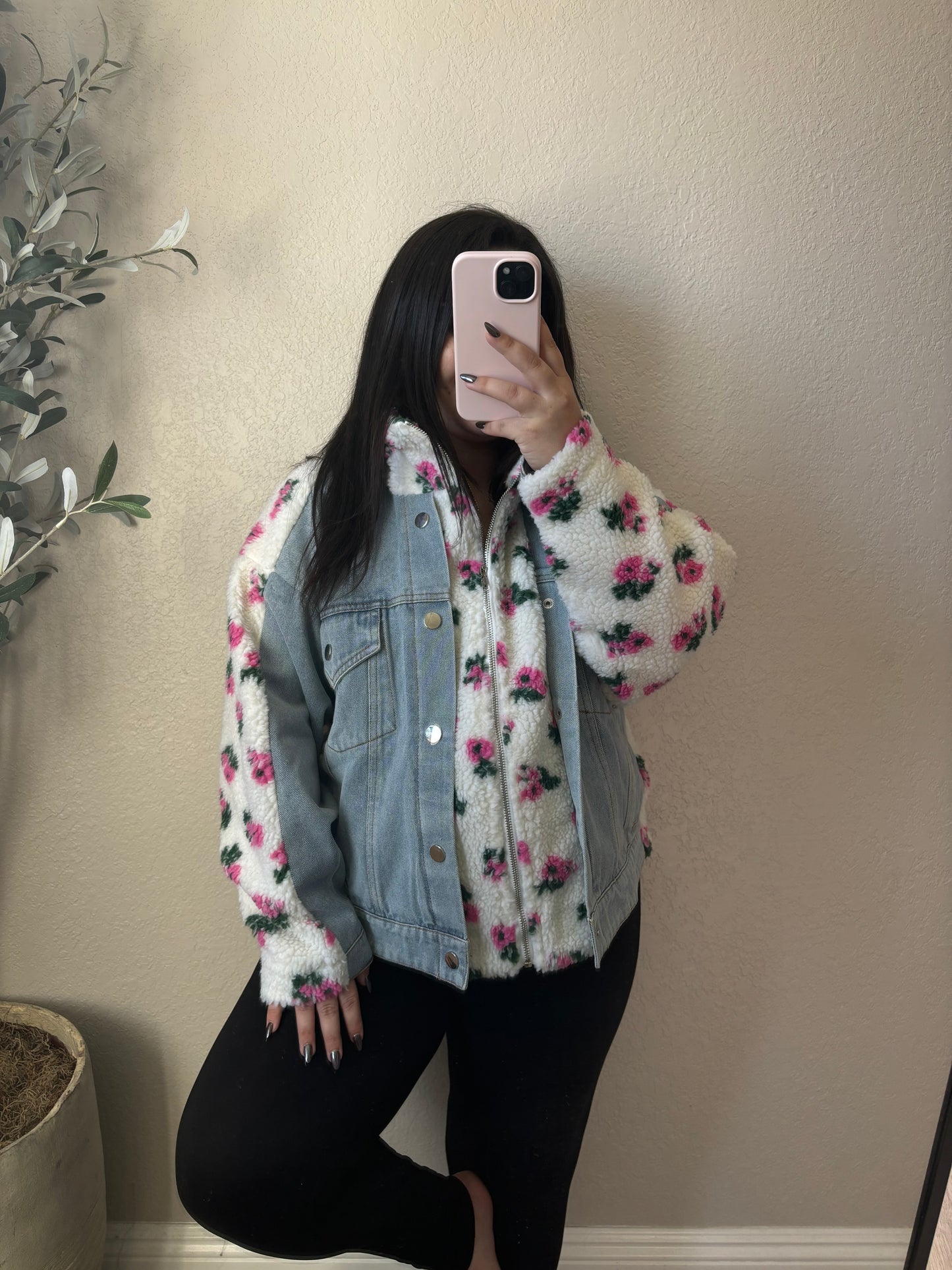 Floral Sherpa/Denim Jacket