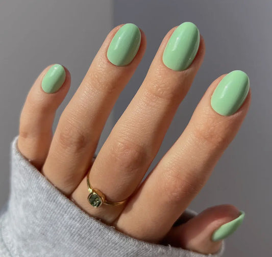 Mint Green Press On Nails- Short Oval