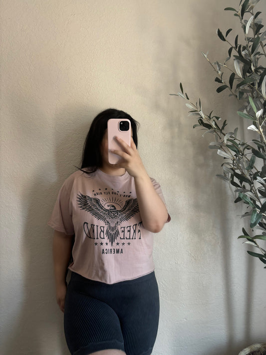 Rose Freebird Cropped Tee
