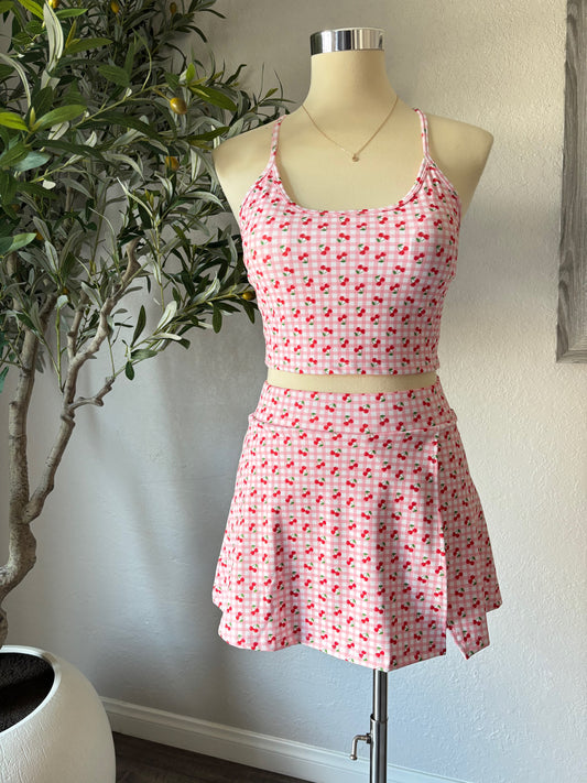 Sweet N’ Sassy Cherry Gingham Racerback & Skort Set