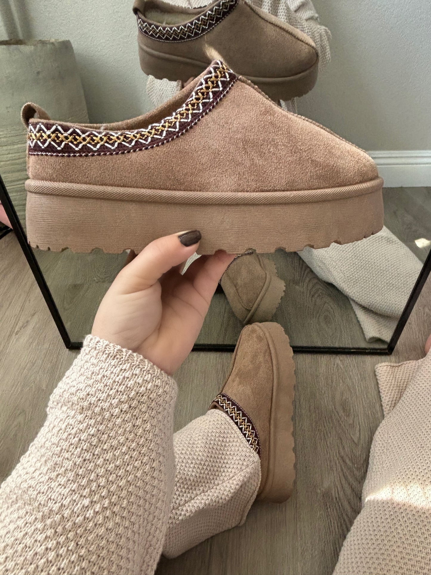 Teddy Platform Slipper (Camel)