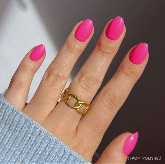 Hot Pink Press On Nails- Short Oval