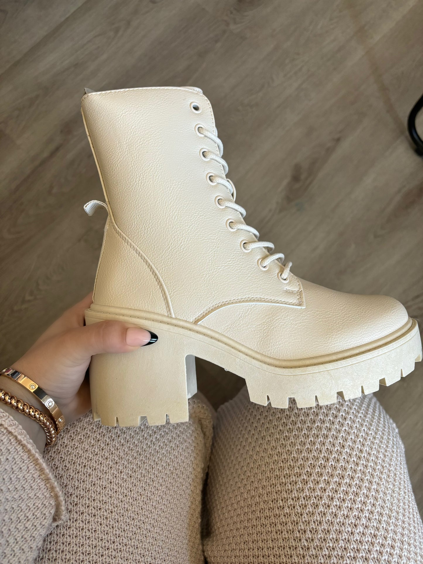 Cream Combat Boot